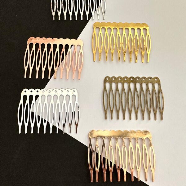 2 pcs,Hair Combs,10 teeth hair combs,gold hair combs,metal hair combs,silver hair combs,gold hair combs,women hair combs,hair findings