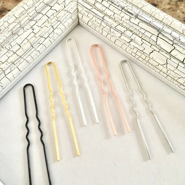 5 pcs,Rose gold hairpins,U shape hairpins,rose gold blank hair pins,DIY hair pins,metal hair pins,silver hair fork,hair findings.