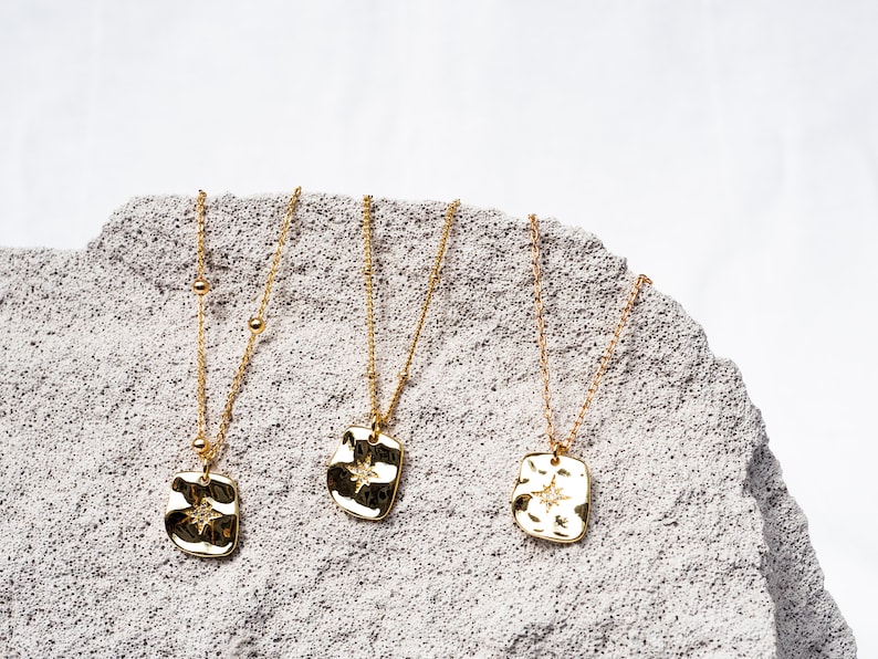 18K Gold Chain Starburst Pendant Boho Medallion Women Vintage inspired Layer necklace Dainty Ancient Greek jewelry Signet Gifts for Her