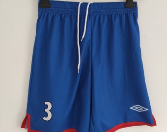 short Umbro vintage en bleu avec garniture rouge / taille S