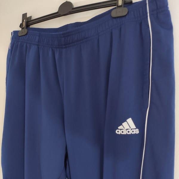 Vintage Adidas Tracksuit Trousers Blue with White Stripes Track Pants