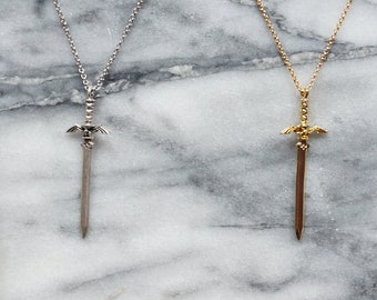 LEGEND Gold / Silver Antique Sword Necklace / Zelda Master Sword Necklace