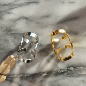 Minimal Knuckle Armour Joint Ring Gold/Silver / Adjustable Hinged Ring