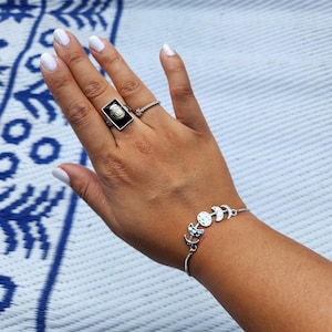 Hamrad månfasarmband i guld / silver / justerbart armband
