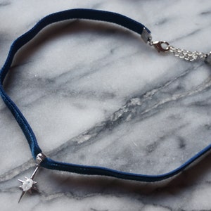 North Star Moonstone and Black / Deep Blue Stretch Velvet Choker/ Black image 4