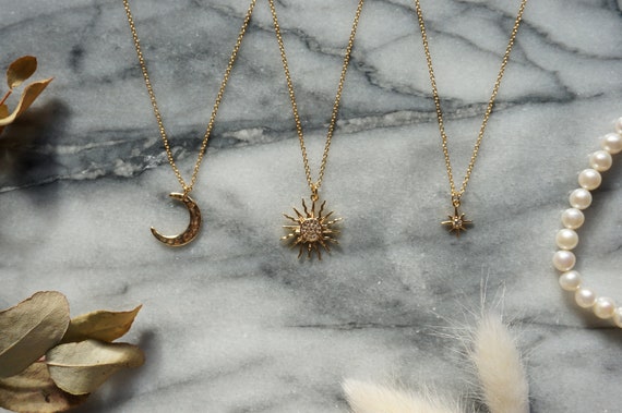 Sun and moon shop necklace etsy