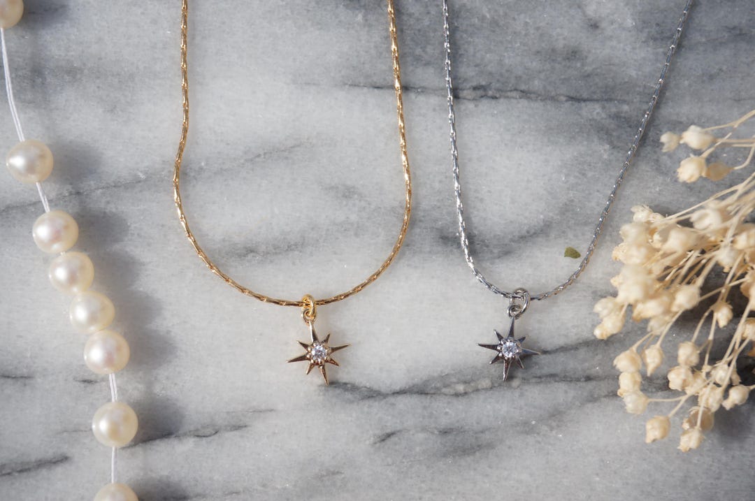 Collana da uomo con catena a maglie cubane in argento con ciondolo stella polare in acciaio inossidabile - Italia