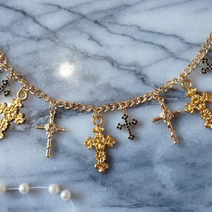 CRUZ Cross cluster gold necklace