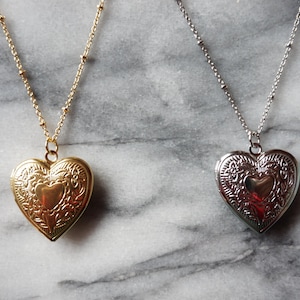 Antique Gold / Silver Heart Locket Necklace