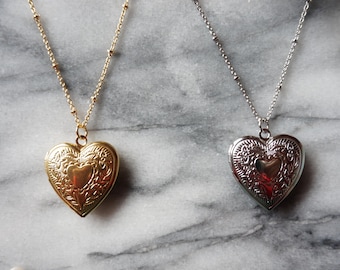 Sterling Silver Vintage Etched Heart Locket (opens) Pendant - Etsy