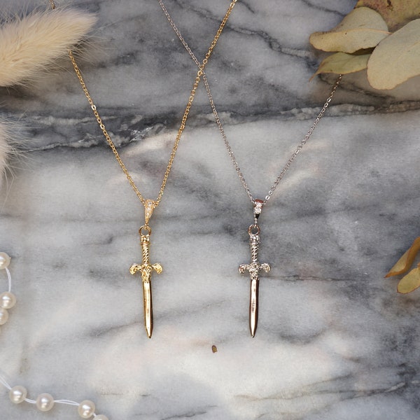 Gold/Silver Antique Sword Necklace / Dagger Necklace