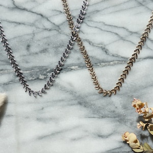 Gold / Silver Leaf Chain Necklace / Gold Silver Choker / Leaf Necklace