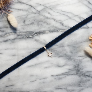 North Star Moonstone and Black / Deep Blue Stretch Velvet Choker/ Black image 8