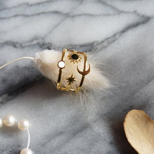 ORION Moon Sun and Star Adjustable Stacked Ring