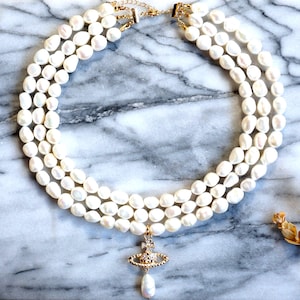 Vivienne westwood three row pearl necklace - Etsy 日本