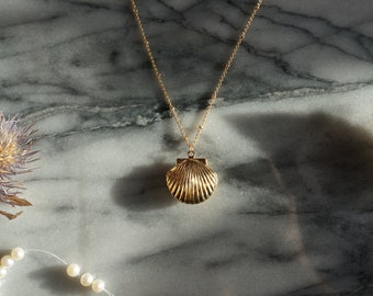 ARIEL Gold Shell Locket Necklace