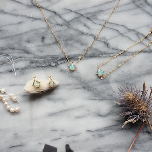OPALITE Gold Jewellery set with Earrings, Bracelet and Necklace