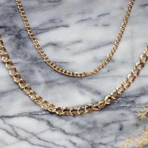 Gargantilla/collar de cadena gruesa ajustable chapado en oro de 24 k LOU