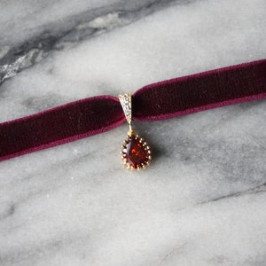 Deep Red Teardrop and Burgundy/Black Stretch Velvet Choker image 2