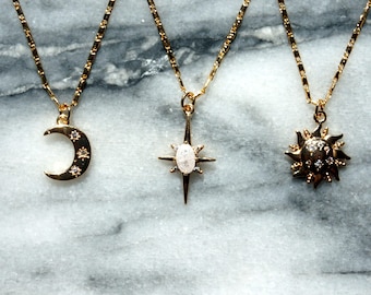 NEBULA Moon/ Star/ Sun Necklace / Celestial Necklaces
