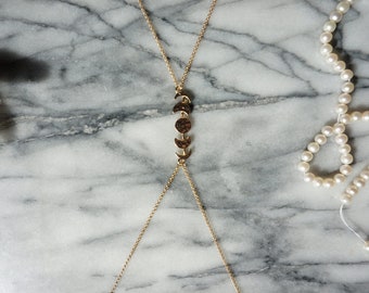 Hammered Moon Phase Gold Body Chain