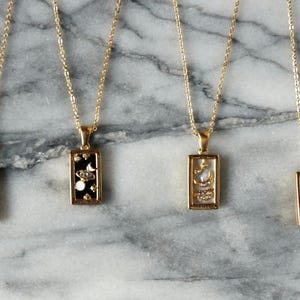 Goldene Tarot Karten Halskette / Der Mond / Die Liebenden / Der Magier / Die Welt