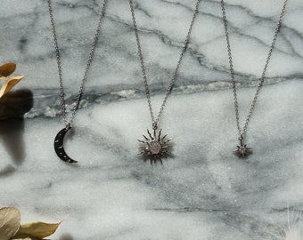 SOLSTICE Star / Sun / Moon Dainty Silver Necklaces