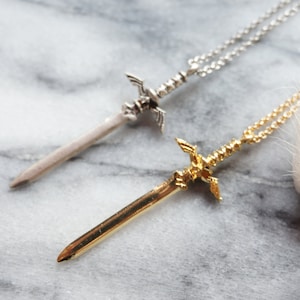 LEGEND Gold / Silver / Black Antique Sword Necklace / Zelda Master Sword Necklace
