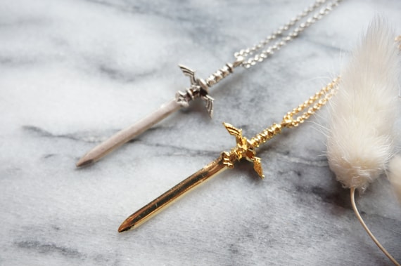Zelda Master Sword Necklace - Gold, Silver, Black Sword Pendant