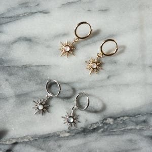 SOLE - Gold / Silver Mother of Pearl Sun Huggies / Hoops