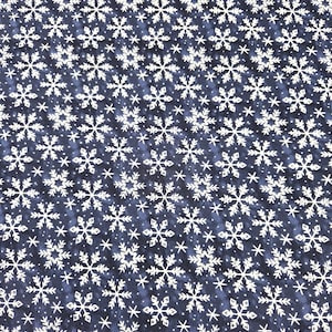 Quilting Cotton - Snowflake on Navy 100% Cotton Fabric