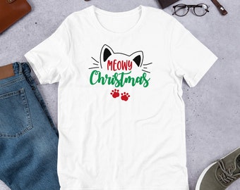 Meowy Christmas Short-Sleeve Unisex T-Shirt - Christmas Cat Shirt, Tacky Christmas Shirt, Merry Christmas Shirt