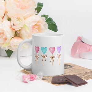 Candy Heart Valentine Mug - Valentine&#39;s Day Mug, Heart Sucker Mug, Valentine&#39;s Day Gift, Cute Love Mug