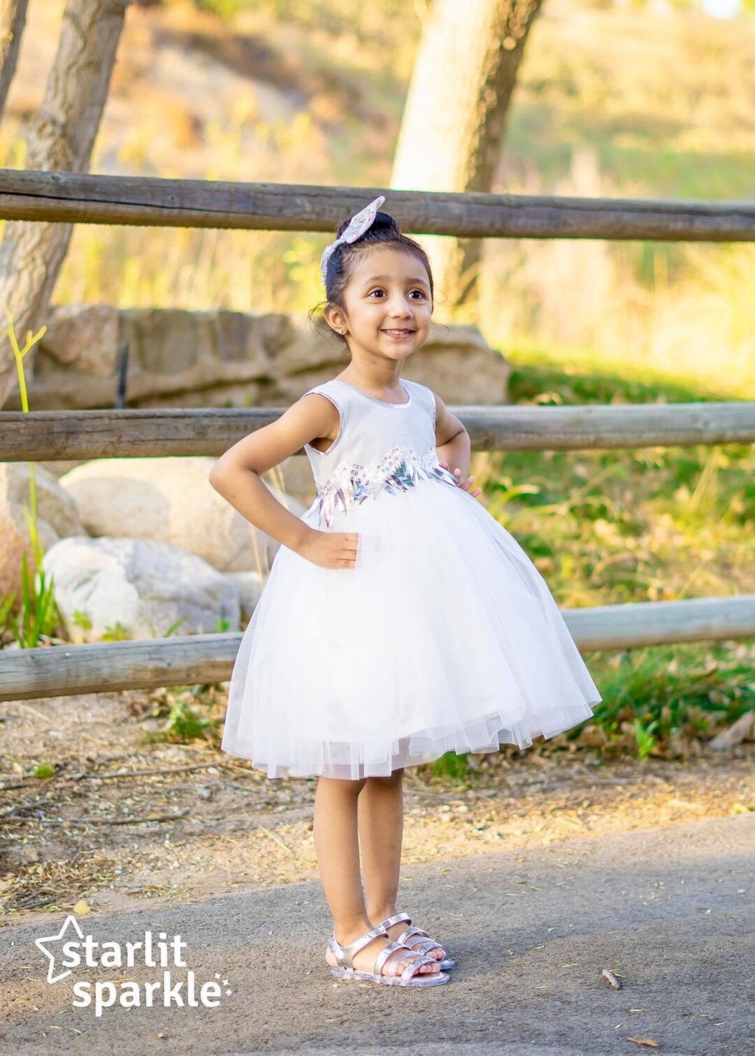 Vestido de Charro Bordado para Niña Color Blanco con Plata imp-76233