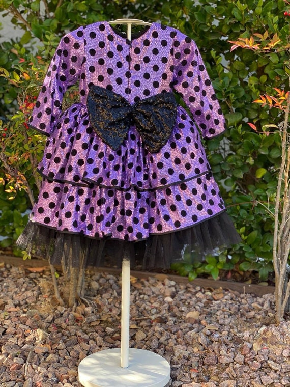 Girls black polka dot dress best sale