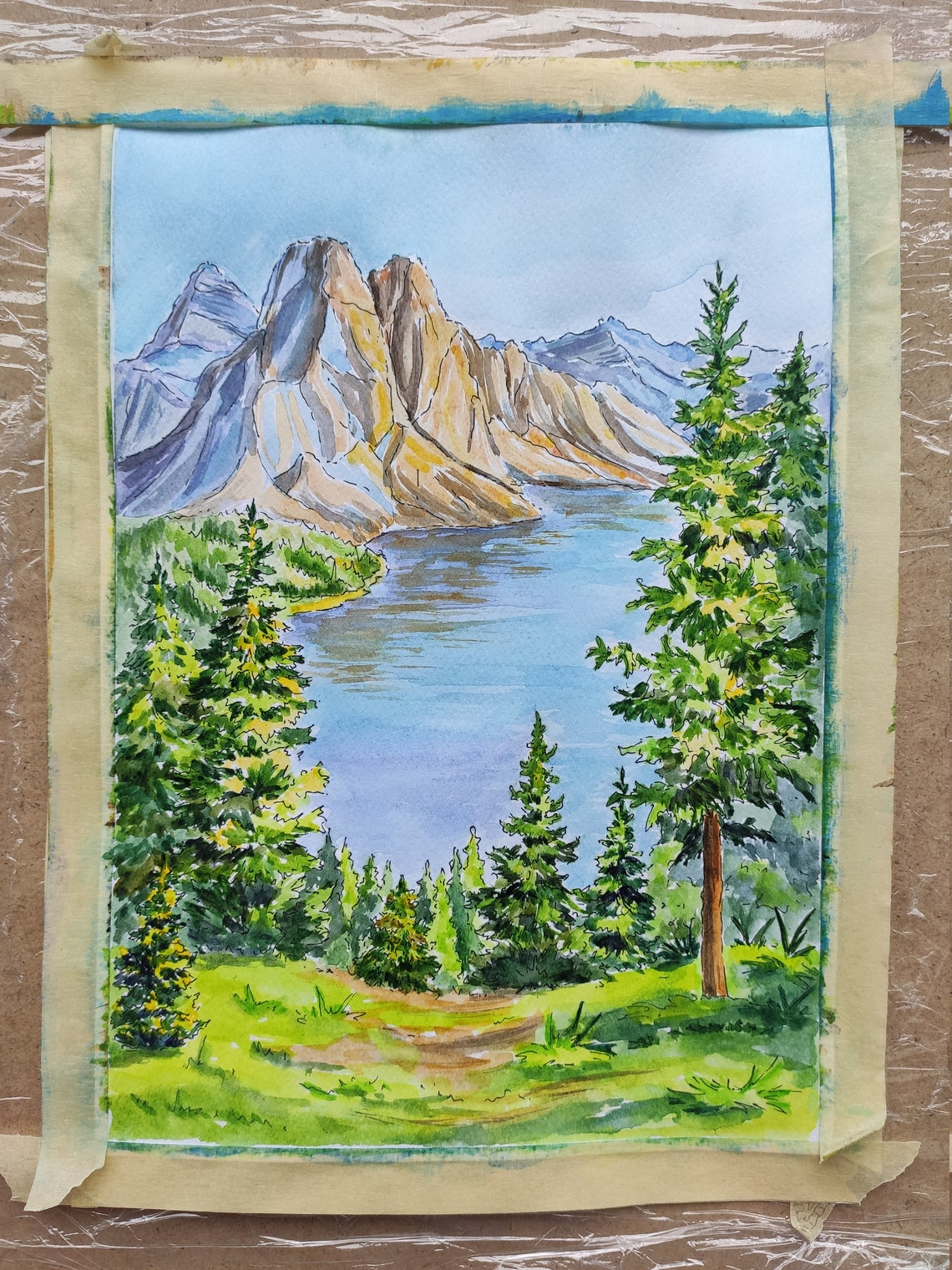 Canada watercolor painting Banff Alberta watercolor art 8x12 Etsy
