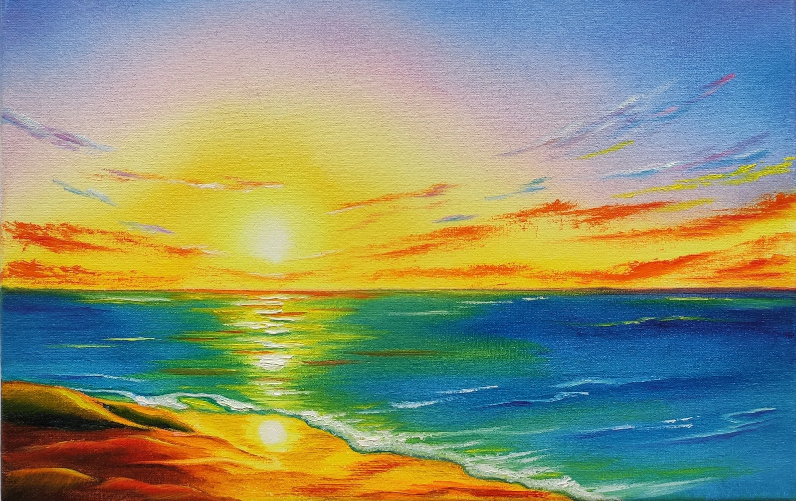 Sunset oil painting Seascape original oil painting Sunset Etsy