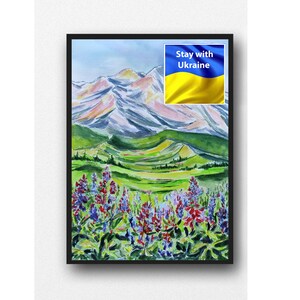Alaska art Digital file Ukrainian artist Digital download JPG file from original watercolor art Mountain peak art