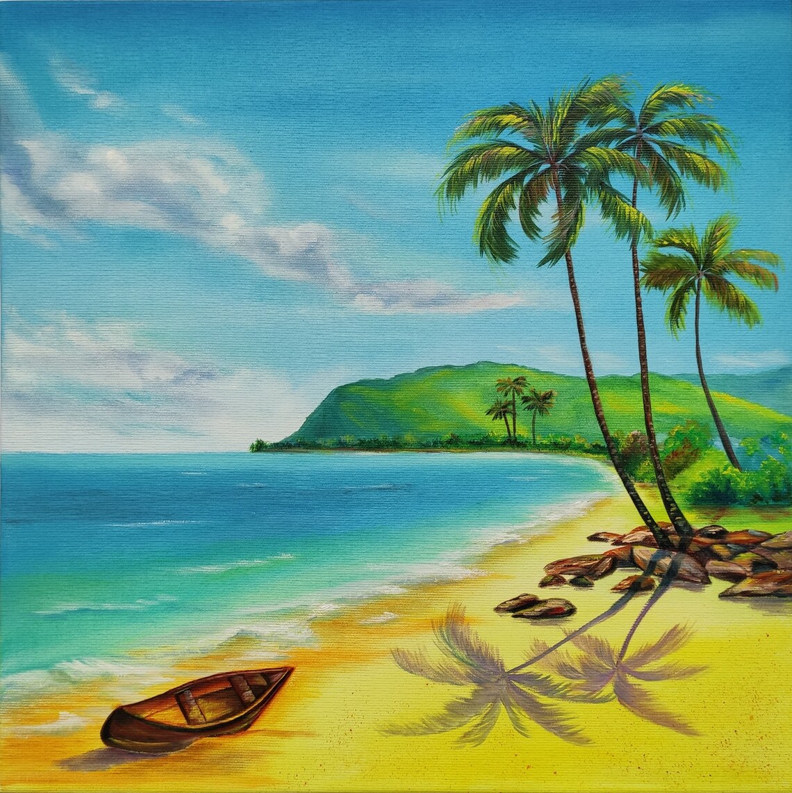 Hawaii oil painting Hawaii original art on canvas 16x16 Etsy