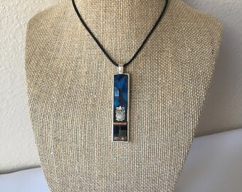 blue mosaic blue pendant mosaic necklace blue gift blue necklace shades of blue necklace blue jewelry mosaic blue necklace blue