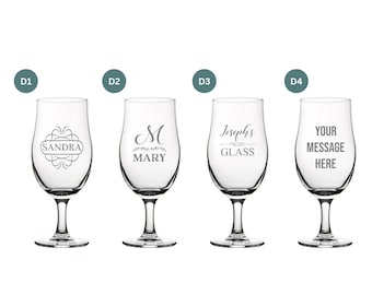 Bicchiere da pinta personalizzato con stelo inciso, scegli il tuo design, perfetto per anniversari, bomboniere, compleanni, per lui o per lei