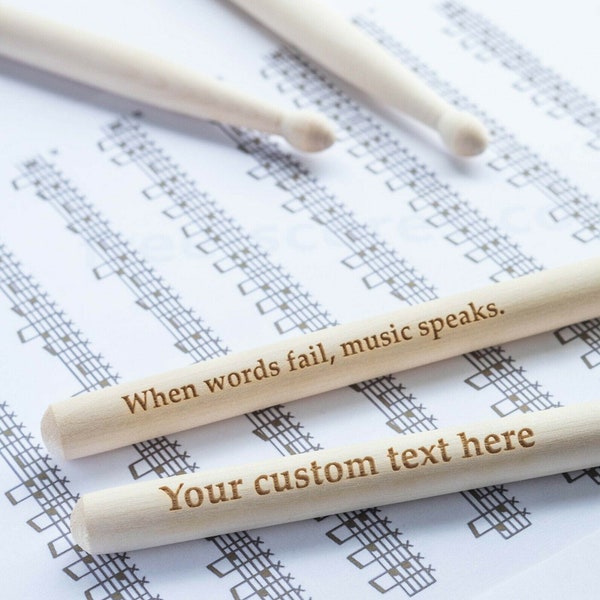 Pair of Custom Engraved Drum Sticks - Any name, Any Message, Personalised, Birthday, Best Man, Musician, Fathers Day