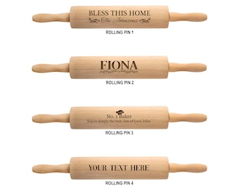 Personalised Rolling Pin Wooden Embossed, Engraved Baking Gift For Mom, Perfect For Housewarming, Birthday, New Home & Anniversary