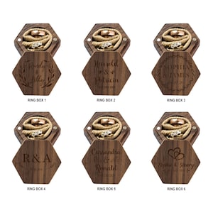 Personalised Wedding Ring Box Custom Wood Ring Box, Anniversary Gift, Engagement Ring Box, Wedding Ring Keepsake, Engraved Ring Bearer Box image 3