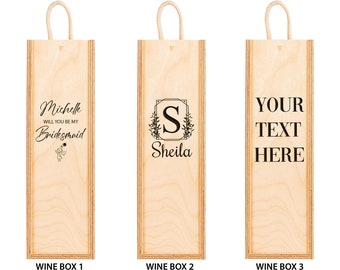 Personalised Wine Box Wooden, Perfect For Any Occasion, Choose Your Custom Design Engraved, Wedding, Birthday, New Home Gift