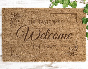 Personalised Coir Door Mat, Engraved Indoor Rug, Choose Your Custom Design, Perfect for Housewarming, Birthday Or New Home Gift