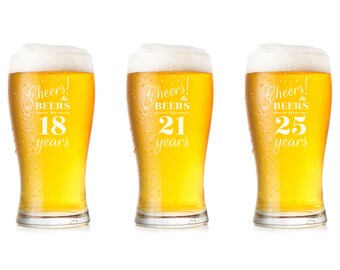 Cheers To Pint Glass Tulip, Birthday Gift, Engraved Glassware, Choose Your Custom Design, Beer Lover Gift