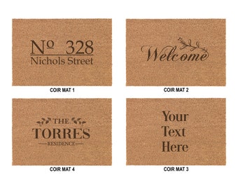 Personalised Coir Door Mat, Engraved Indoor Rug, Choose Your Custom Design, Perfect for Housewarming, Birthday Or New Home Gift