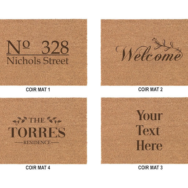 Personalised Coir Door Mat, Engraved Indoor Rug, Choose Your Custom Design, Perfect for Housewarming, Birthday Or New Home Gift