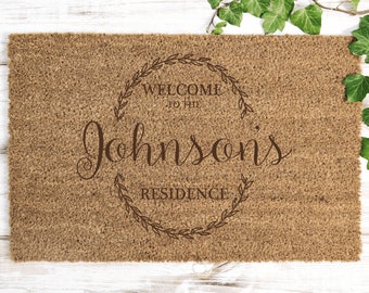 Personalised Coir Door Mat, Engraved Indoor Rug, Choose Your Custom Design, Perfect for Housewarming, Birthday Or New Home Gift